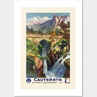 Cauterets Le Pont d'Espagne France Vintage Poster 1937 Posters and Art